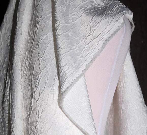 Off-white color plant style jacquard fabric, wedding jacquard fabric, fabric by the yard