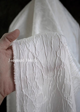 Off-white color plant style jacquard fabric, wedding jacquard fabric, fabric by the yard