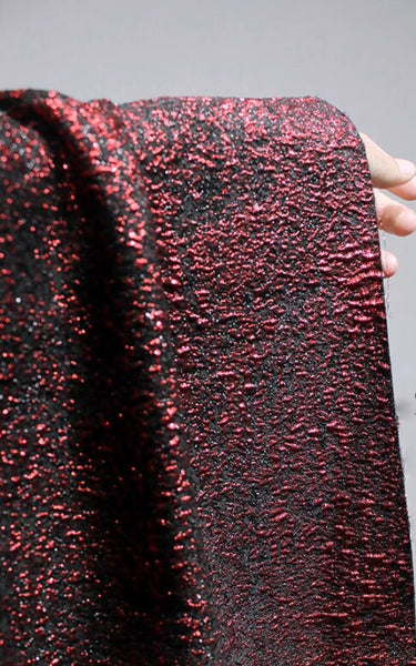 Black red color jacquard fabric, fashion jacquard fabric, cosplay dress fabric, double-sided shiny jacquard fabric, fabric by the yard