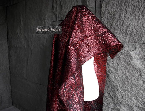 Dark Red Black Jacquard Fabric Hanfu Qipao DIY Fabric Wedding Fabric Cosplay Dress Fabric