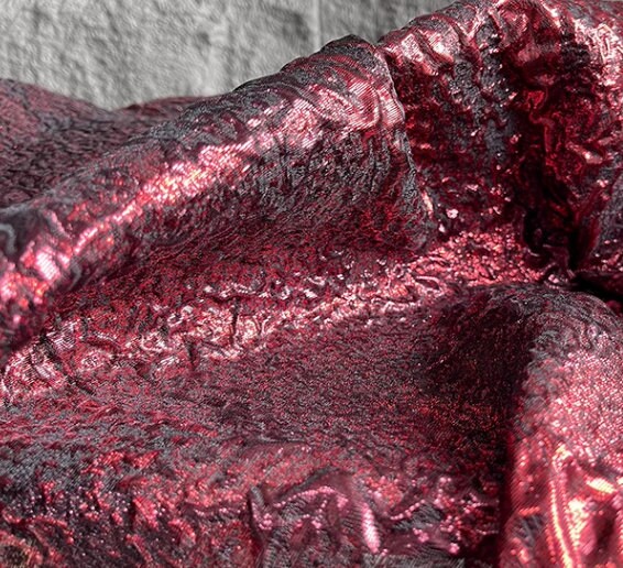 Dark Red Black Jacquard Fabric Hanfu Qipao DIY Fabric Wedding Fabric Cosplay Dress Fabric