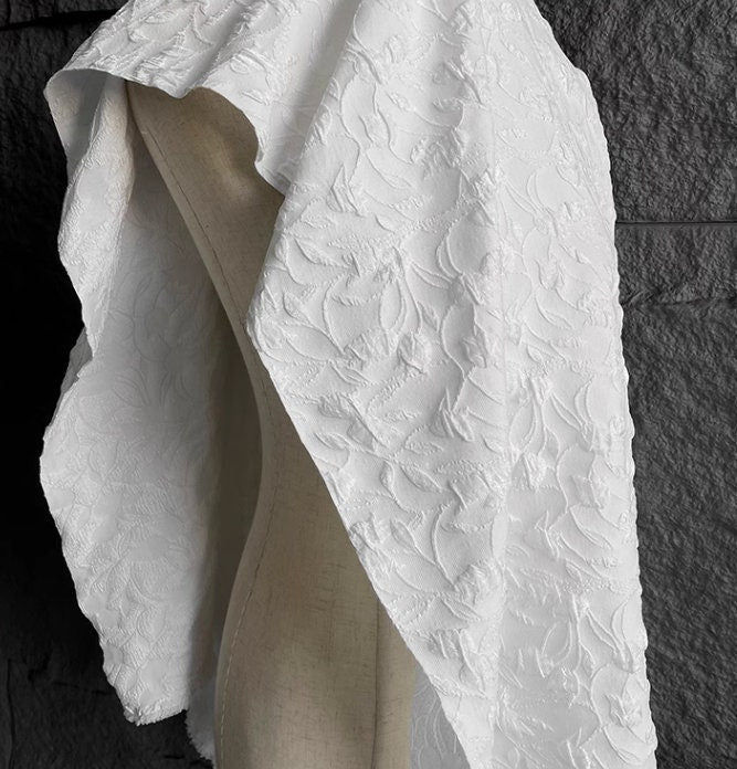 Off-white color patterned three-dimensional texture jacquard fabric, wedding dress fabric, qipao fabric
