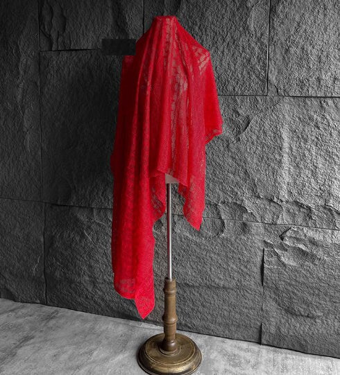 Hollow fabric, red fabric, cotton yarn fabric, wedding fabric, cosplay dress fabric by the yard