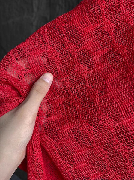 Hollow fabric, red fabric, cotton yarn fabric, wedding fabric, cosplay dress fabric by the yard