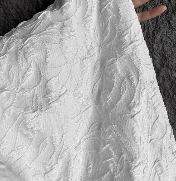Off-white color patterned three-dimensional texture jacquard fabric, wedding dress fabric, qipao fabric
