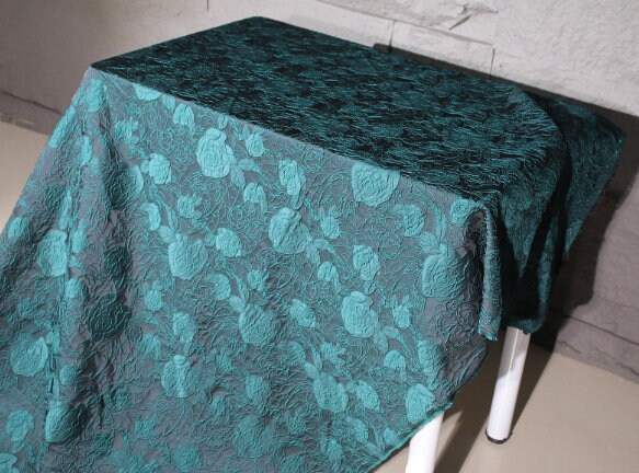Green plum blossom texture embroidery, irregular jacquard fabric, dress, qipao, clothing designer fabric