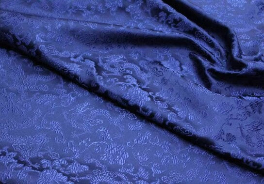 Dark green color brocade fabric, jacquard fabric, gold color dragon style brocade fabric, cosplay dress fabric, by the yard