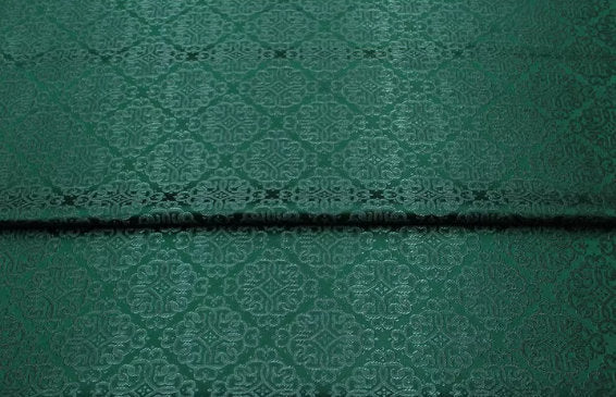 Lavender purple/Dark green color brocade fabric, jacquard fabric, by the yard