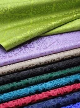 Lavender purple/Dark green color brocade fabric, jacquard fabric, by the yard