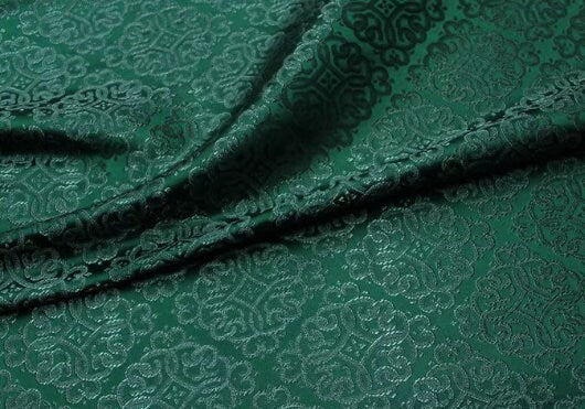 Lavender purple/Dark green color brocade fabric, jacquard fabric, by the yard