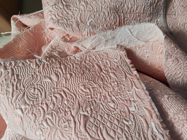 Light pink color jacquard, 3D pattern jacquard, fashion fabric, Autumn brocade fabric, coat fabric