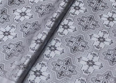 Light grey/light pink color brocade fabric, jacquard fabric, by the yard