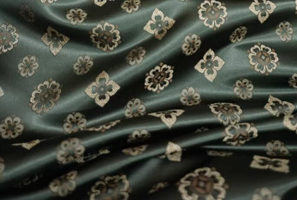 Grey green color brocade fabric, jacquard fabric, Chinese patterns brocade fabric,  by the yard