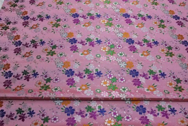 Pink color brocade fabric with flora pattern, jacquard fabric,  cosplay dress fabric, by the yard