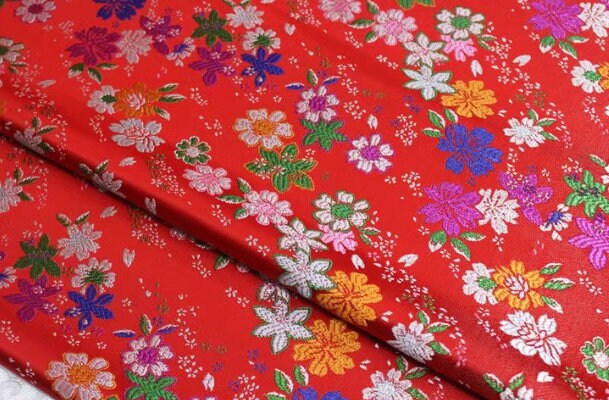 Spring dress fabric, red color brocade fabric , flora jacquard fabric, cosplay dress fabric, by the yard
