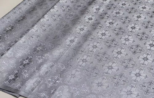 Light grey/light pink color brocade fabric, jacquard fabric, by the yard