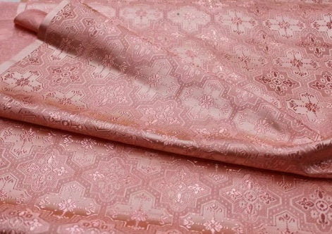 Light grey/light pink color brocade fabric, jacquard fabric, by the yard