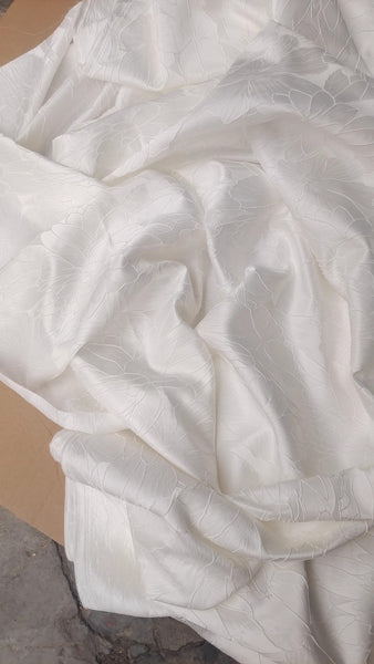 High Quality Off-White Color Fashion Jacquard Fabric, Lotus Pattern 3D Texture Jacquard Fabric, Wedding Fabric