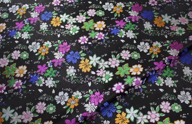 Spring dress fabric, black color brocade fabric , flora jacquard fabric, cosplay dress fabric, by the yard