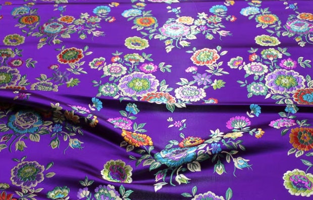 Spring dress fabric, black/purple color brocade fabric , flower jacquard fabric, cosplay dress fabric, by the yard