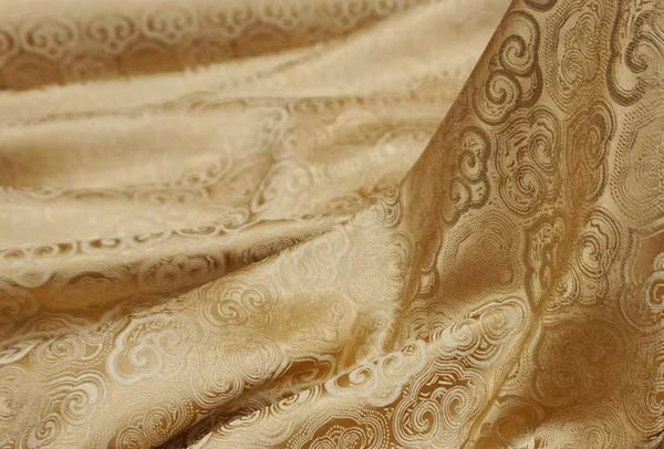 High quality brocade fabric, jacquard fabric, Tang-suit dress fabric, bronze gold brocade fabric, Ruyi pattern fabric