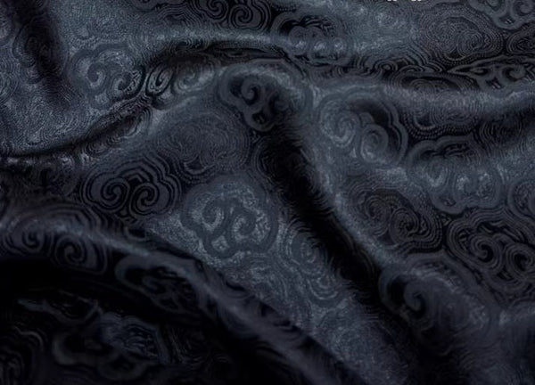 High quality brocade fabric, jacquard fabric, Tang-suit dress fabric, black color brocade fabric, Ruyi pattern fabric