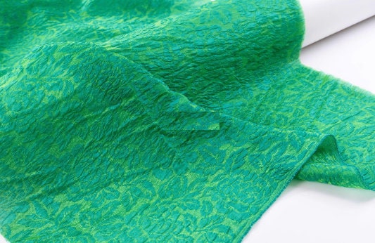Glossy, slightly translucent, green, blue, orange, mulberry silk jacquard fabric, qipao, Summer dress fabric, DIY