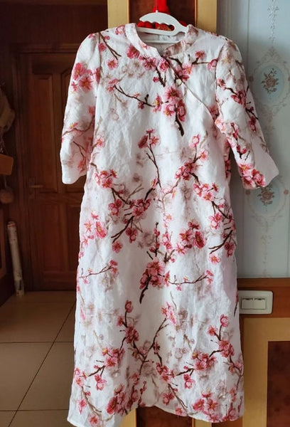 High quality ramie fabric, embroidered plum blossom fabric, cotton and linen fabric, summer thin style