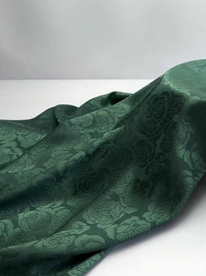 ON SALE, Glossy Dropping Ink Green Dark Pattern Rose Jacquard Elastic Simulation Silk Satin Fabric Spring/Summer Hanfu Qipao Fabric,
