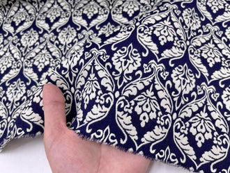 National style navy blue antique style jacquard fabric set windbreaker dress designer spring and autumn fabric