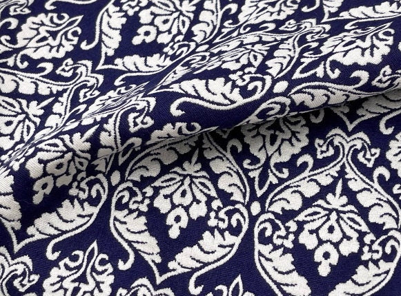 National style navy blue antique style jacquard fabric set windbreaker dress designer spring and autumn fabric