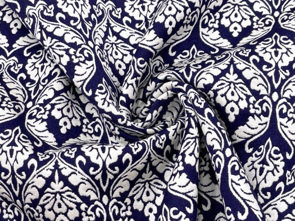 National style navy blue antique style jacquard fabric set windbreaker dress designer spring and autumn fabric