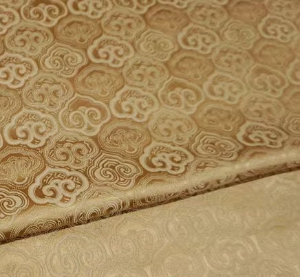 High quality brocade fabric, jacquard fabric, Tang-suit dress fabric, bronze gold brocade fabric, Ruyi pattern fabric