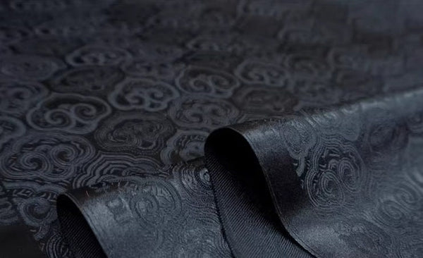 High quality brocade fabric, jacquard fabric, Tang-suit dress fabric, black color brocade fabric, Ruyi pattern fabric