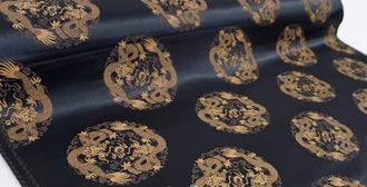 High quality black color brocade fabric, jacquard fabric, Tang-suit dress fabric, dragon pattern  brocade fabric, Chinese pattern fabric