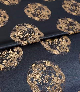 High quality black color brocade fabric, jacquard fabric, Tang-suit dress fabric, dragon pattern  brocade fabric, Chinese pattern fabric