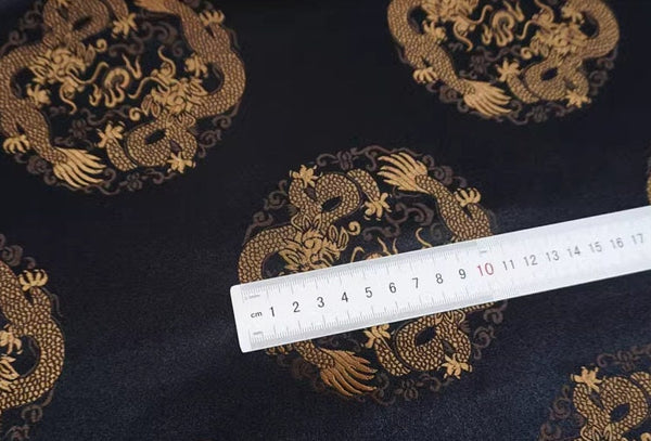 High quality black color brocade fabric, jacquard fabric, Tang-suit dress fabric, dragon pattern  brocade fabric, Chinese pattern fabric