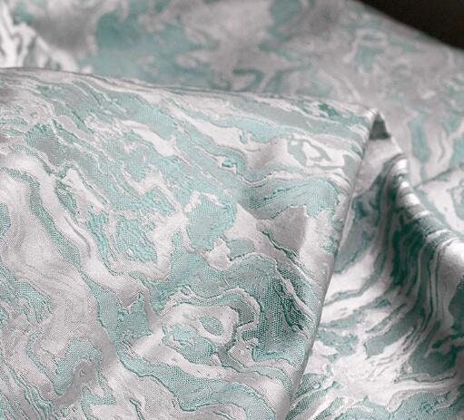 Fashion jacuqard fabric, retro Chinese style gray green wave texture jacquard fabric designer fabric, jacket dress fabric