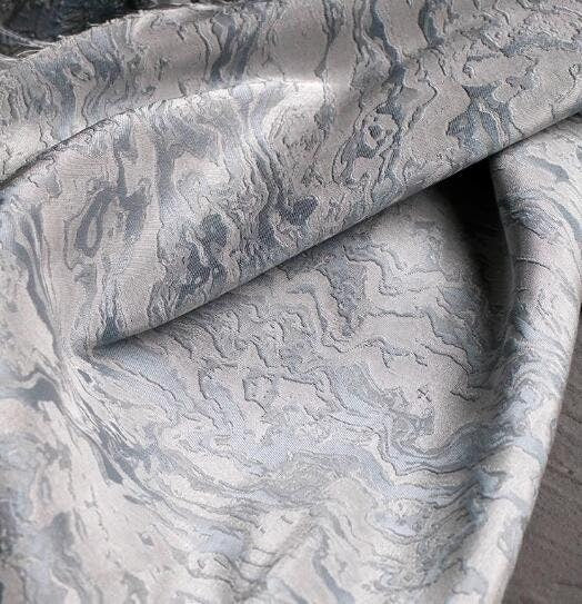 Fashion jacuqard fabric, retro Chinese style gray blue wave texture jacquard fabric designer fabric, jacket dress fabric