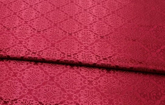 High quality dark red color brocade fabric, cosplay dress fabric, fabric by the yard
