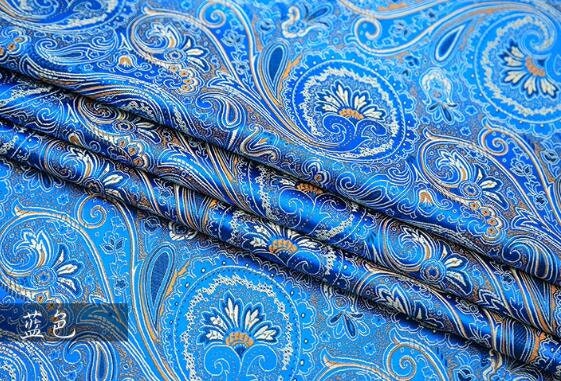 Blue color brocade fabric, jacquard fabric, brocade fabric, fabric by the yard