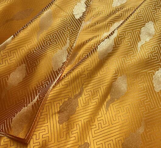 Gold yellow color brocade fabric, jacquard fabric, brocade fabric, fabric by the yard