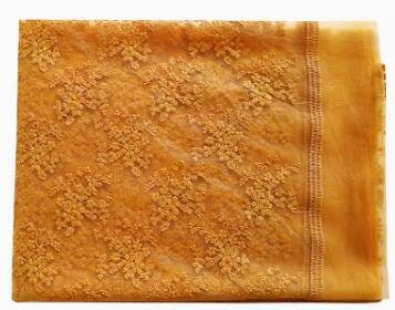 High quality Ginger yellow color mesh fabric with floral style, mesh fabric, mesh lace fabric, curtains mesh fabric