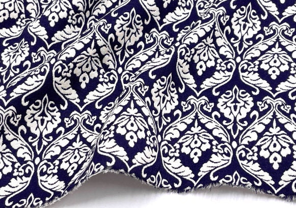 National style navy blue antique style jacquard fabric set windbreaker dress designer spring and autumn fabric