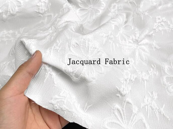 Off-white color fashion jacquard fabric, wedding jacquard fabric, soft wedding jacket dress fabric