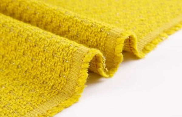 Mustard yellow wool fabric, pure wool gold silk tweed fabric, autumn and winter fabric
