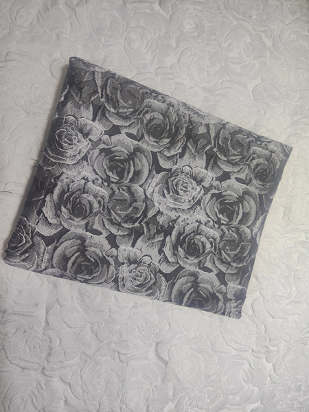 High quality black grey color jacquard fabric, cosplay dress fabric, 3D rose pattern jacquard fabric, fabric by the yard