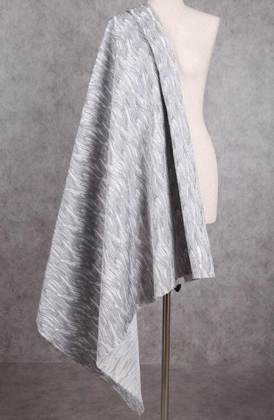 High quality silver grey color jacquard fabric, feather style jacquard, flowing water style cosplay dress fabric,  fabric by the yard