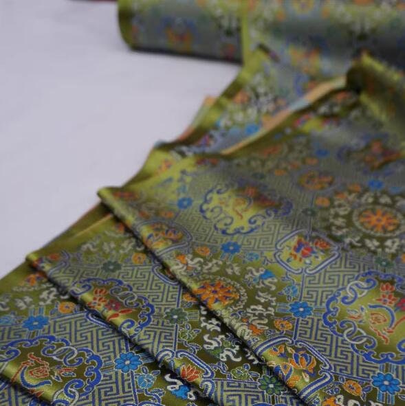 Green Color Brocade Fabric, jacquard fabric, fabric by the yard
