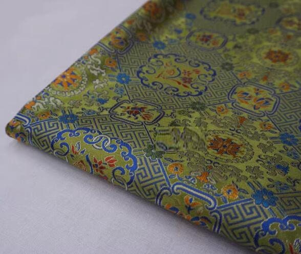 Green Color Brocade Fabric, jacquard fabric, fabric by the yard